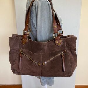 Lucky Brand Dark Brown Suede Shoulder Bag